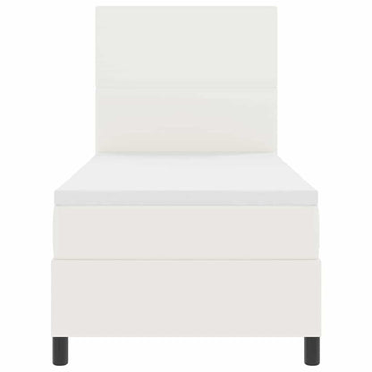 LED Box Spring Bed Crème en Wit 80 x 200 cm Katoen Stof