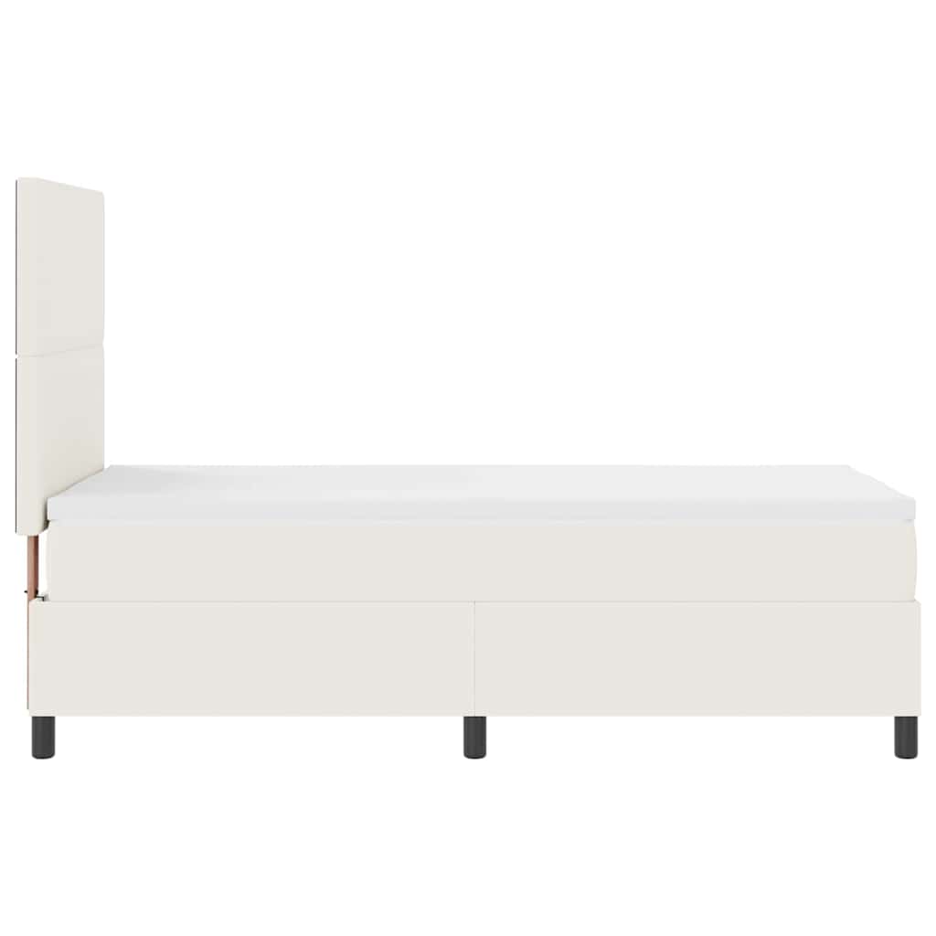 LED Box Spring Bed Crème en Wit 80 x 200 cm Katoen Stof