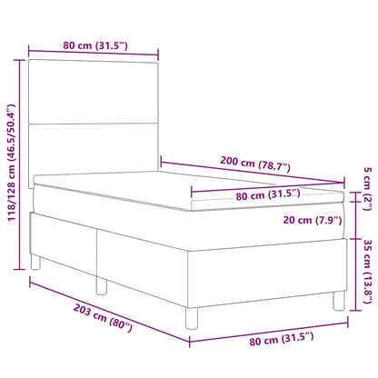 LED Box Spring Bed Crème en Wit 80 x 200 cm Katoen Stof