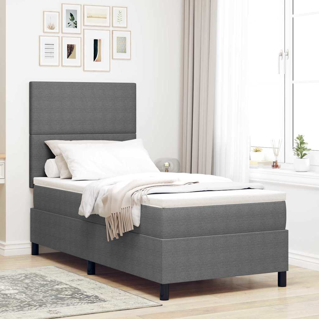 LED Box Spring Bed Lichtgrijs en wit. 90 x 190 cm Katoen Stof