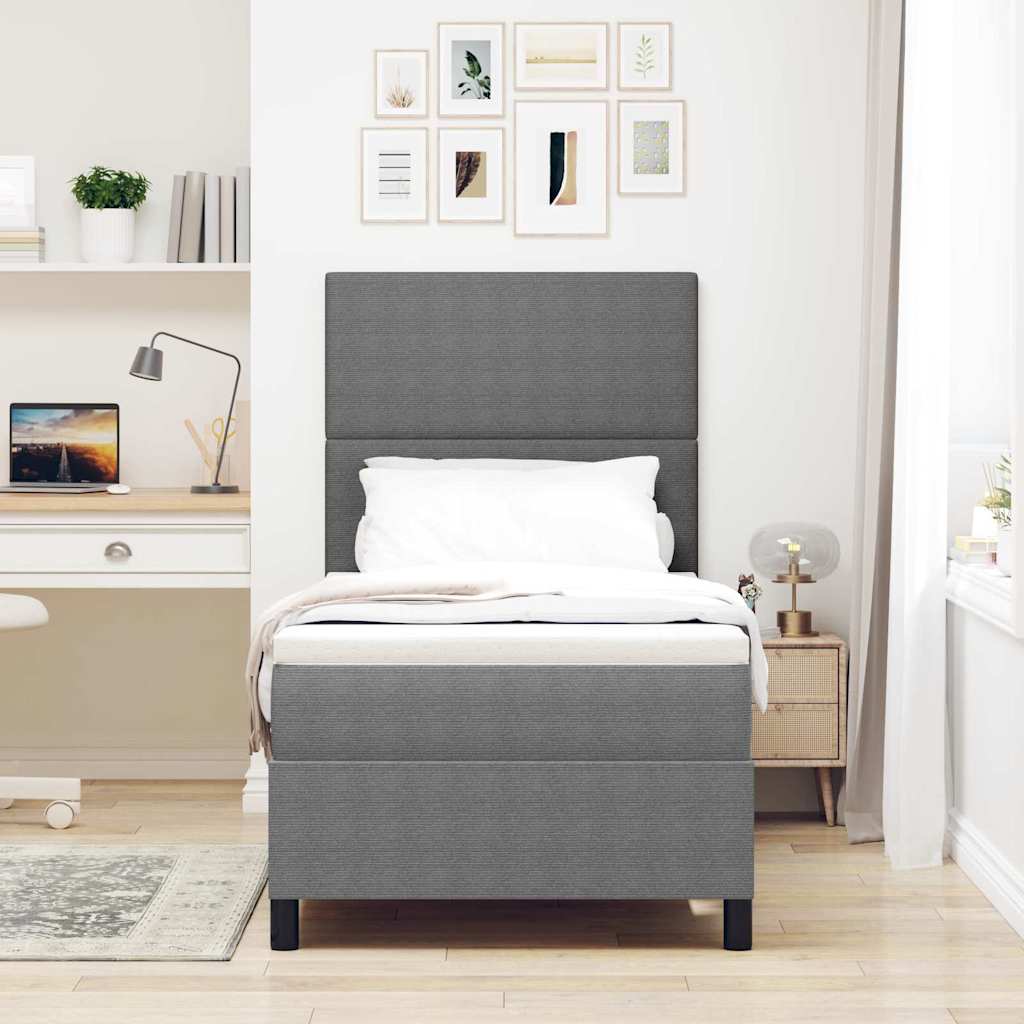 LED Box Spring Bed Lichtgrijs en wit. 90 x 190 cm Katoen Stof