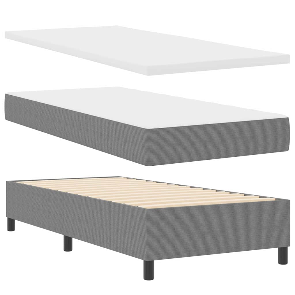 LED Box Spring Bed Lichtgrijs en wit. 90 x 190 cm Katoen Stof