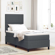 Boxspringbed 90x190 cm donkergrijs wit katoen stof