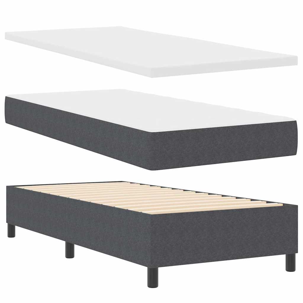LED Box Spring Bed Donkergrijs en Wit 90 x 190 cm Katoen Stof