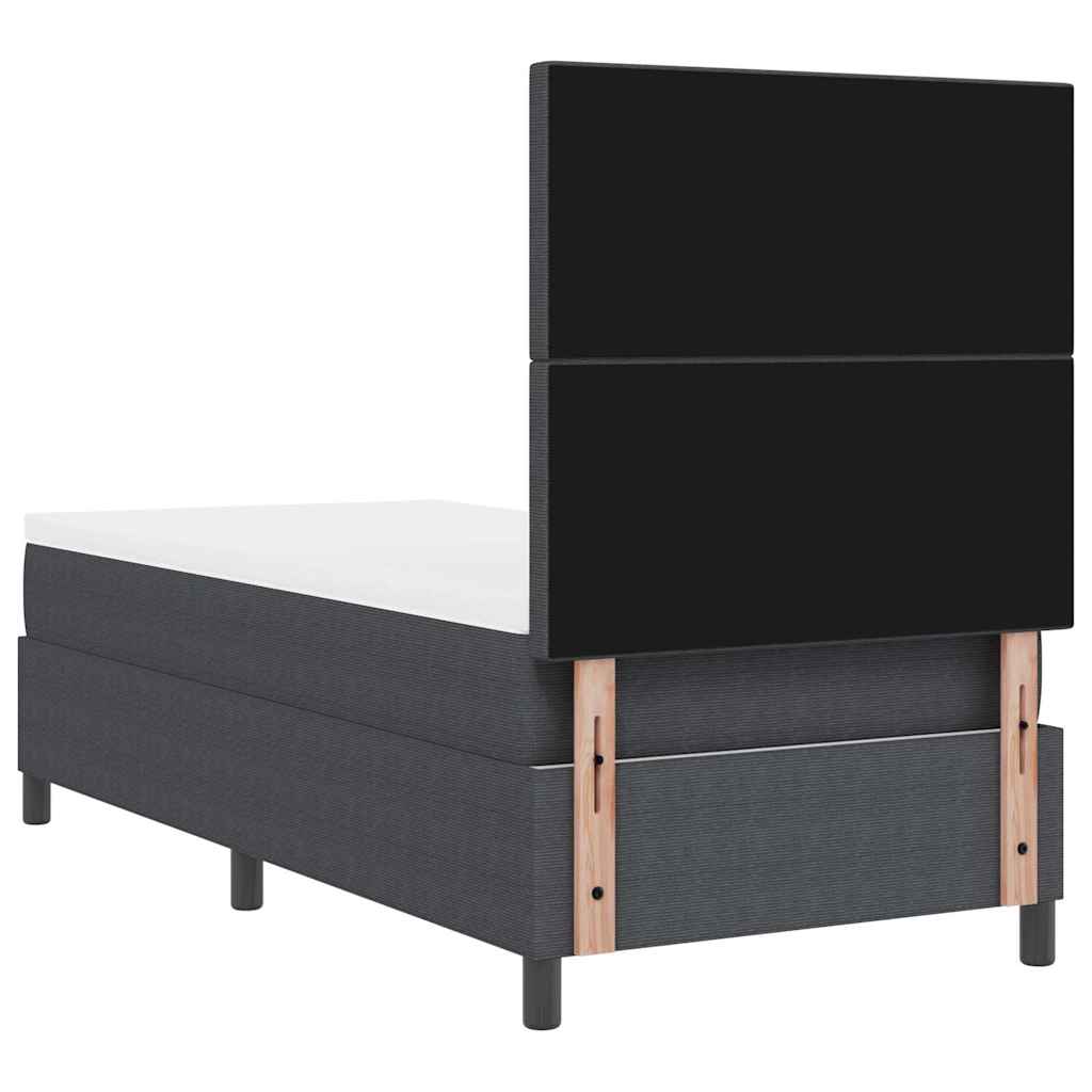 LED Box Spring Bed Donkergrijs en Wit 90 x 190 cm Katoen Stof