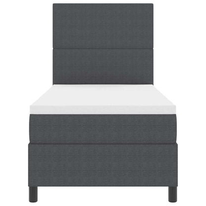 LED Box Spring Bed Donkergrijs en Wit 90 x 190 cm Katoen Stof