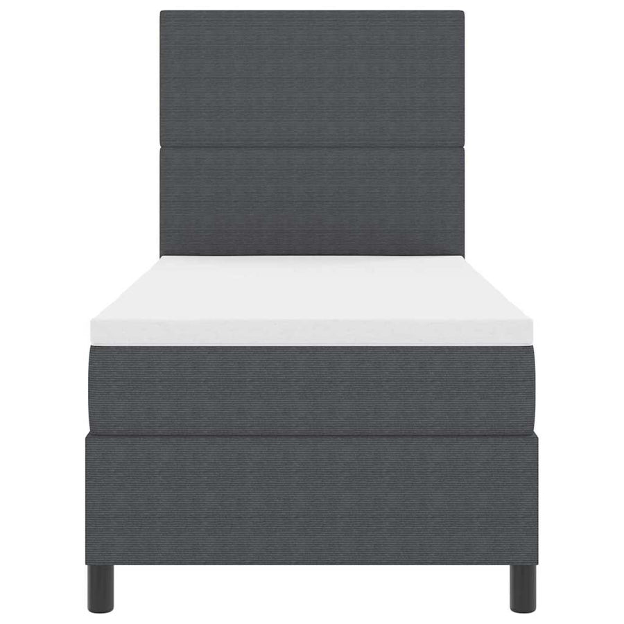 LED Box Spring Bed Donkergrijs en Wit 90 x 190 cm Katoen Stof