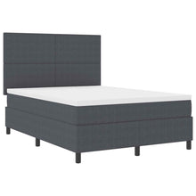 LED Box Spring Bed Donkergrijs en Wit 140 x 200 cm Katoen Stof