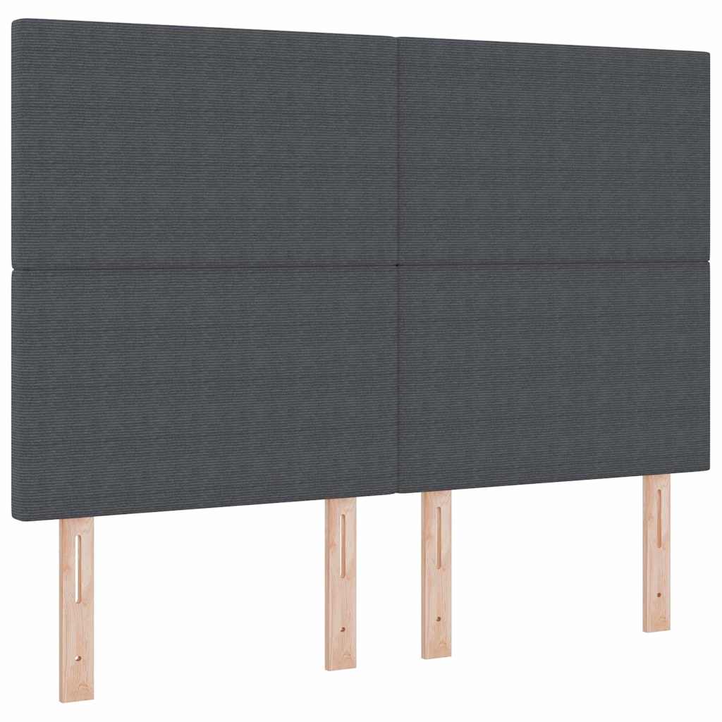 LED Box Spring Bed Donkergrijs en Wit 140 x 200 cm Katoen Stof