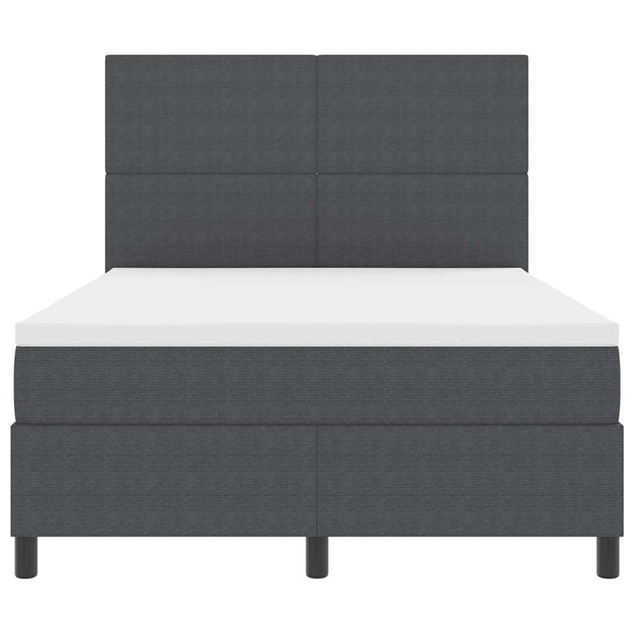 LED Box Spring Bed Donkergrijs en Wit 140 x 200 cm Katoen Stof