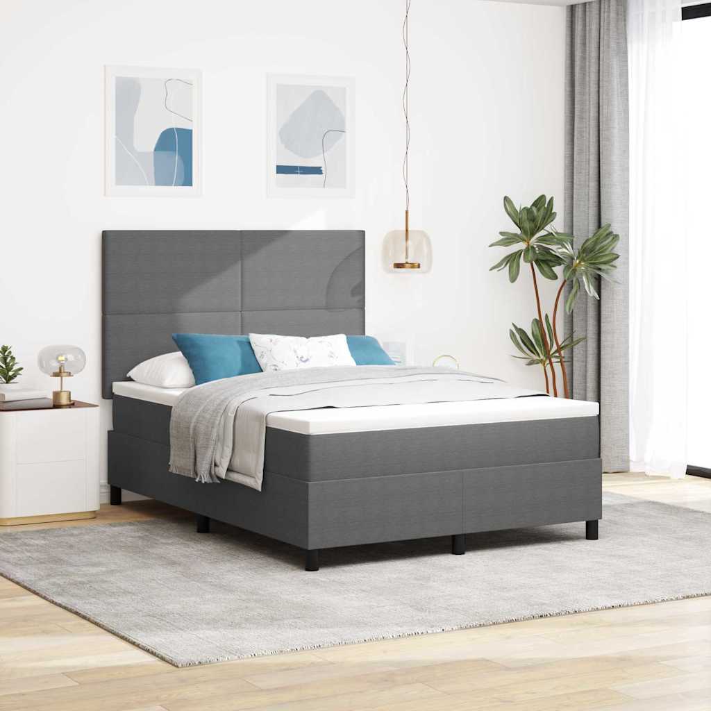 LED Box Spring Bed Lichtgrijs en wit. 160 x 200 cm Katoen Stof