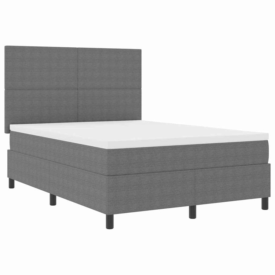 LED Box Spring Bed Lichtgrijs en wit. 160 x 200 cm Katoen Stof