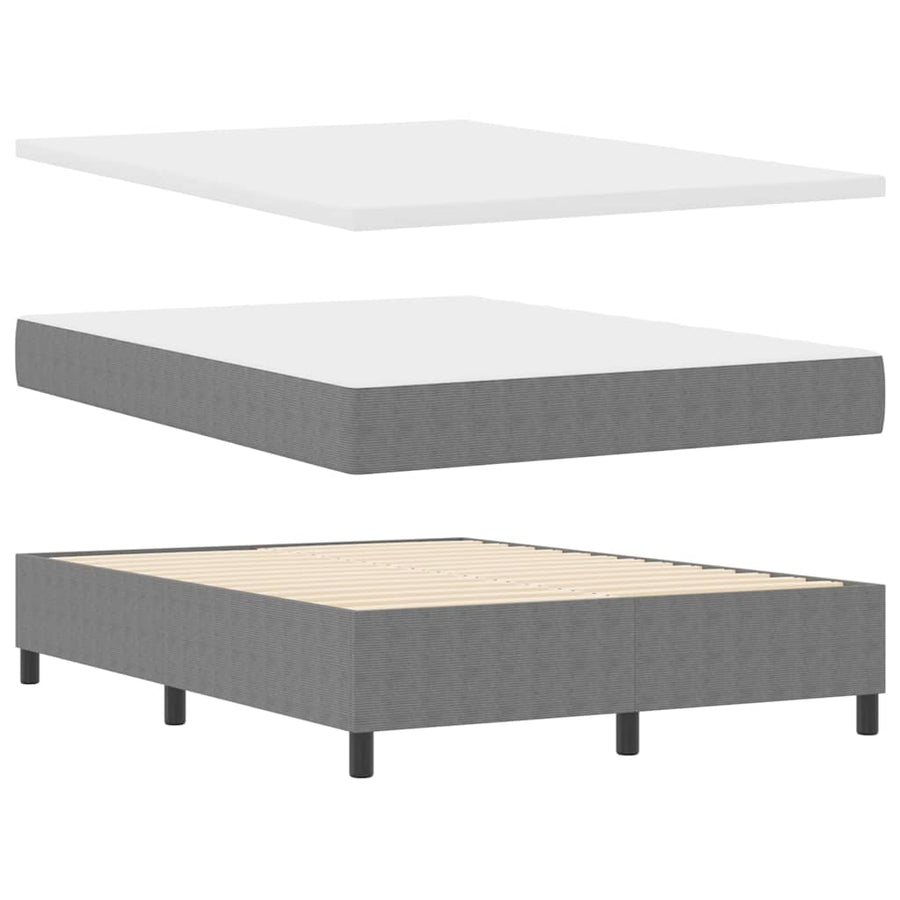 LED Box Spring Bed Lichtgrijs en wit. 160 x 200 cm Katoen Stof