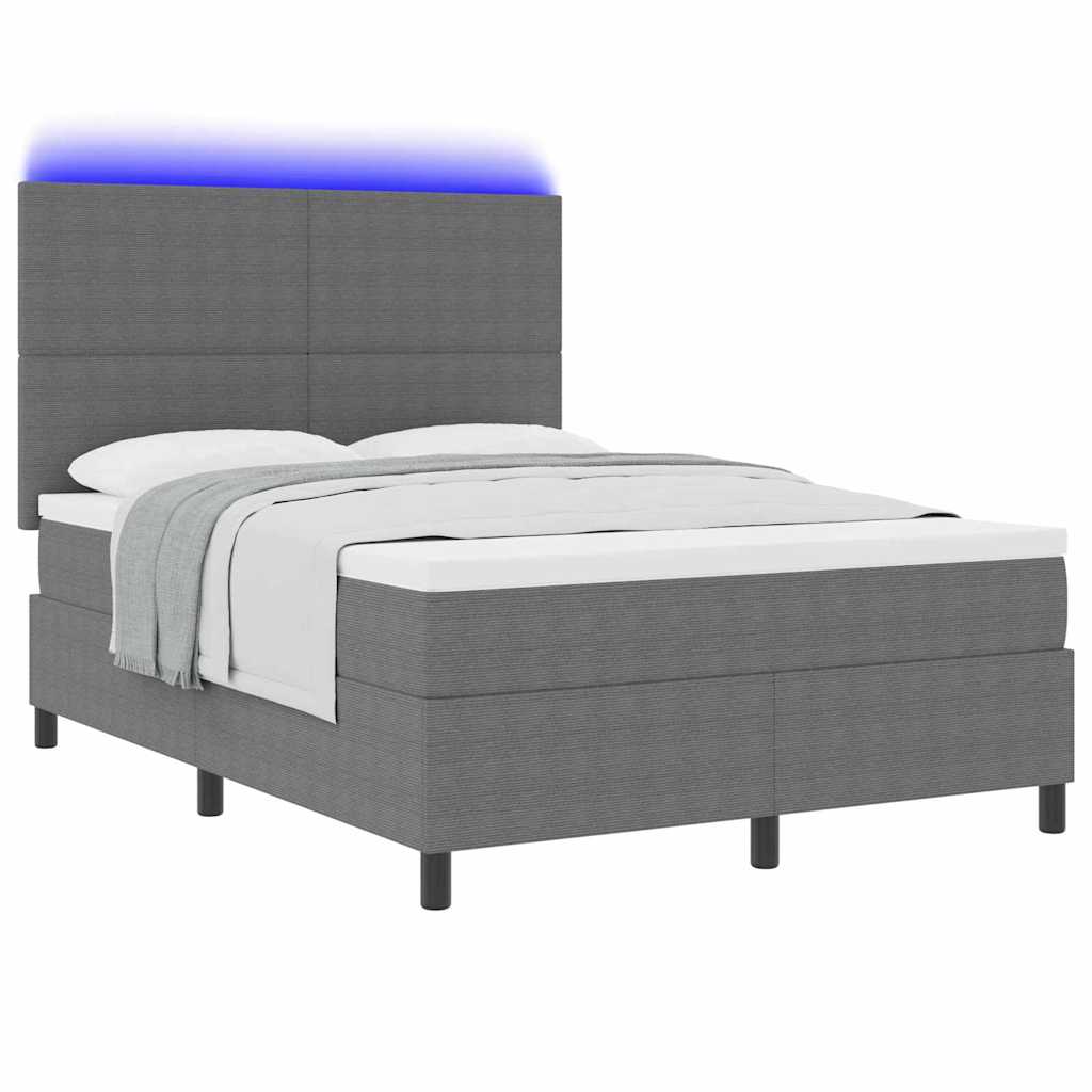 LED Box Spring Bed Lichtgrijs en wit. 160 x 200 cm Katoen Stof