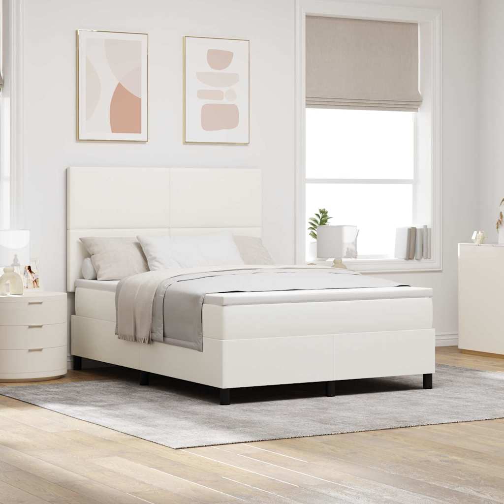 LED Box Spring Bed Crème en Wit 160 x 200 cm Katoen Stof