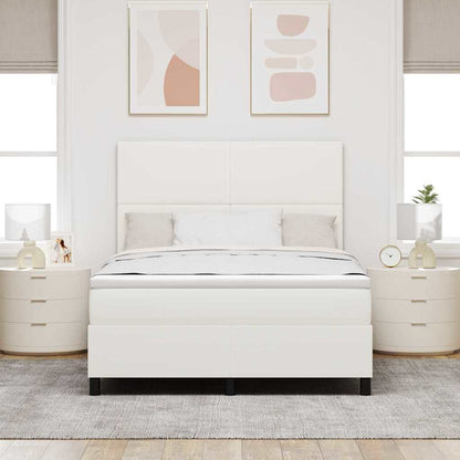 LED Box Spring Bed Crème en Wit 160 x 200 cm Katoen Stof