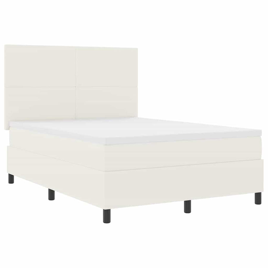 LED Box Spring Bed Crème en Wit 160 x 200 cm Katoen Stof