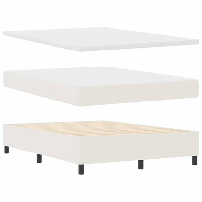 LED Box Spring Bed Crème en Wit 160 x 200 cm Katoen Stof