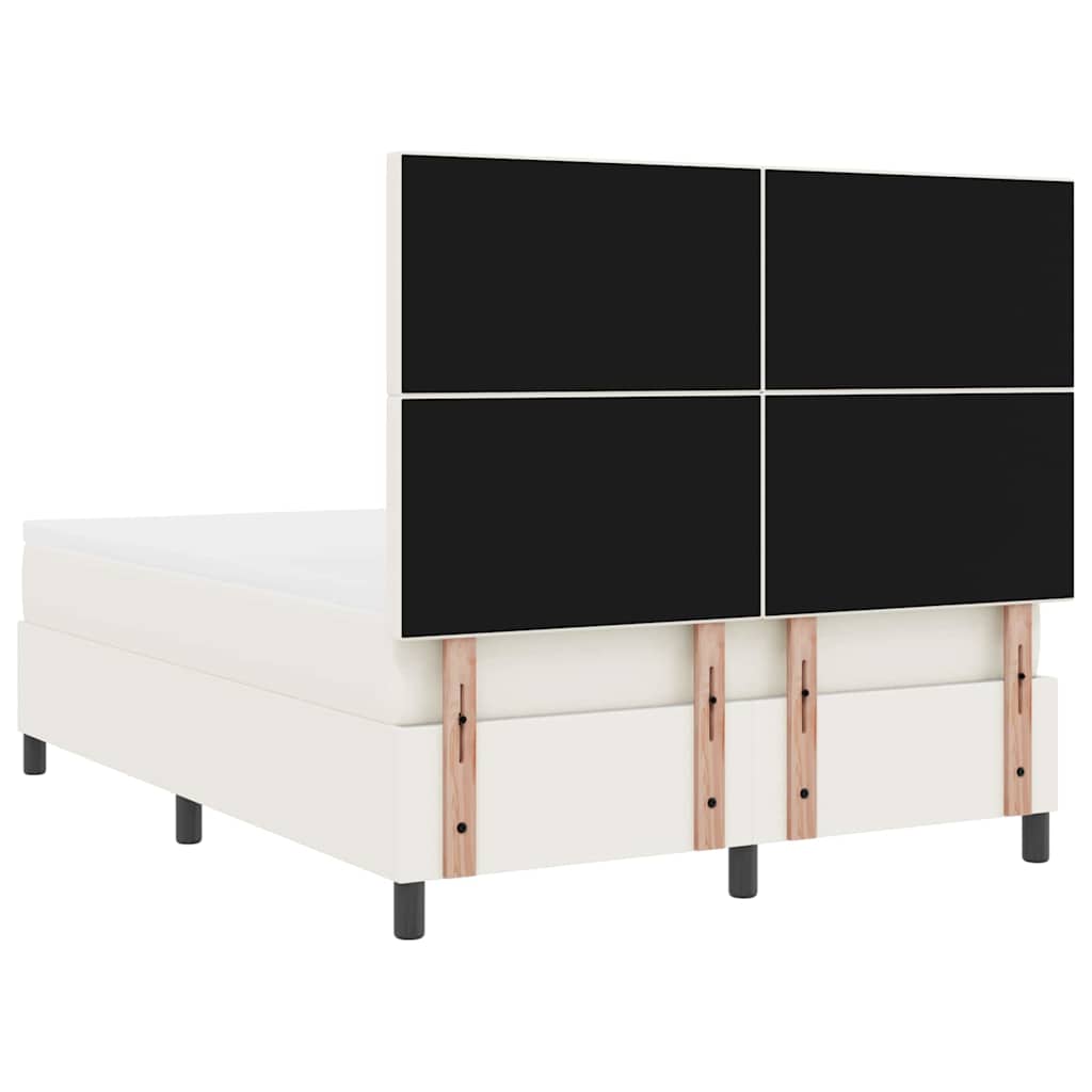 LED Box Spring Bed Crème en Wit 160 x 200 cm Katoen Stof