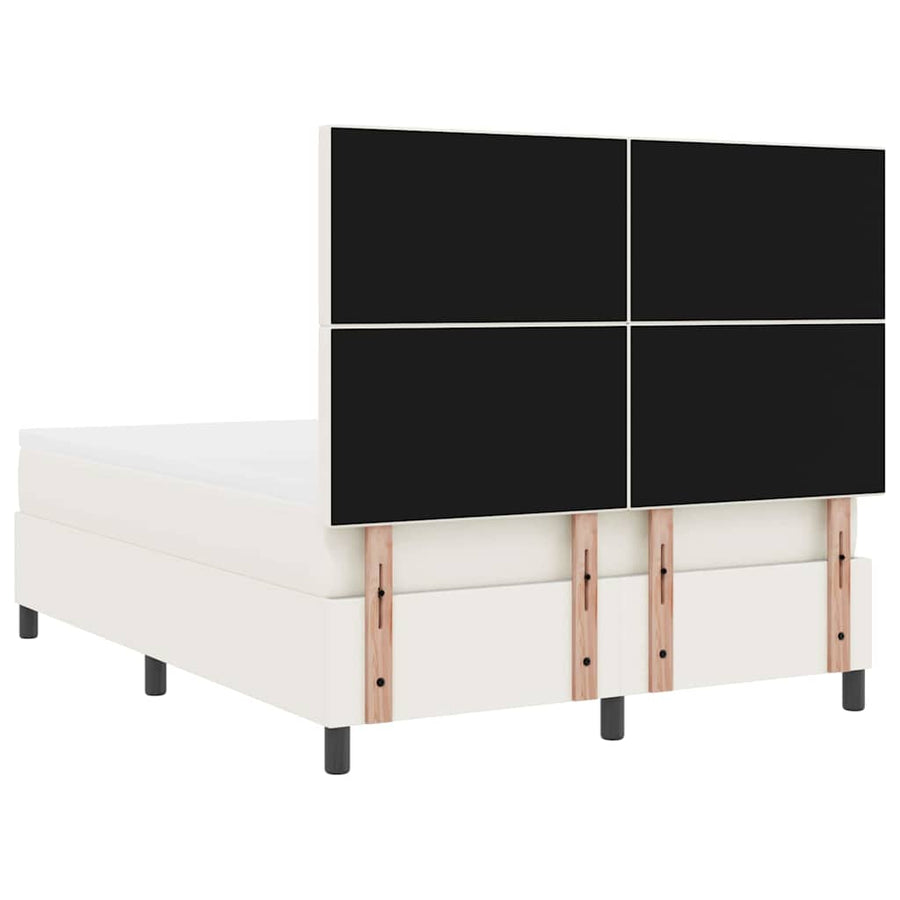 LED Box Spring Bed Crème en Wit 160 x 200 cm Katoen Stof