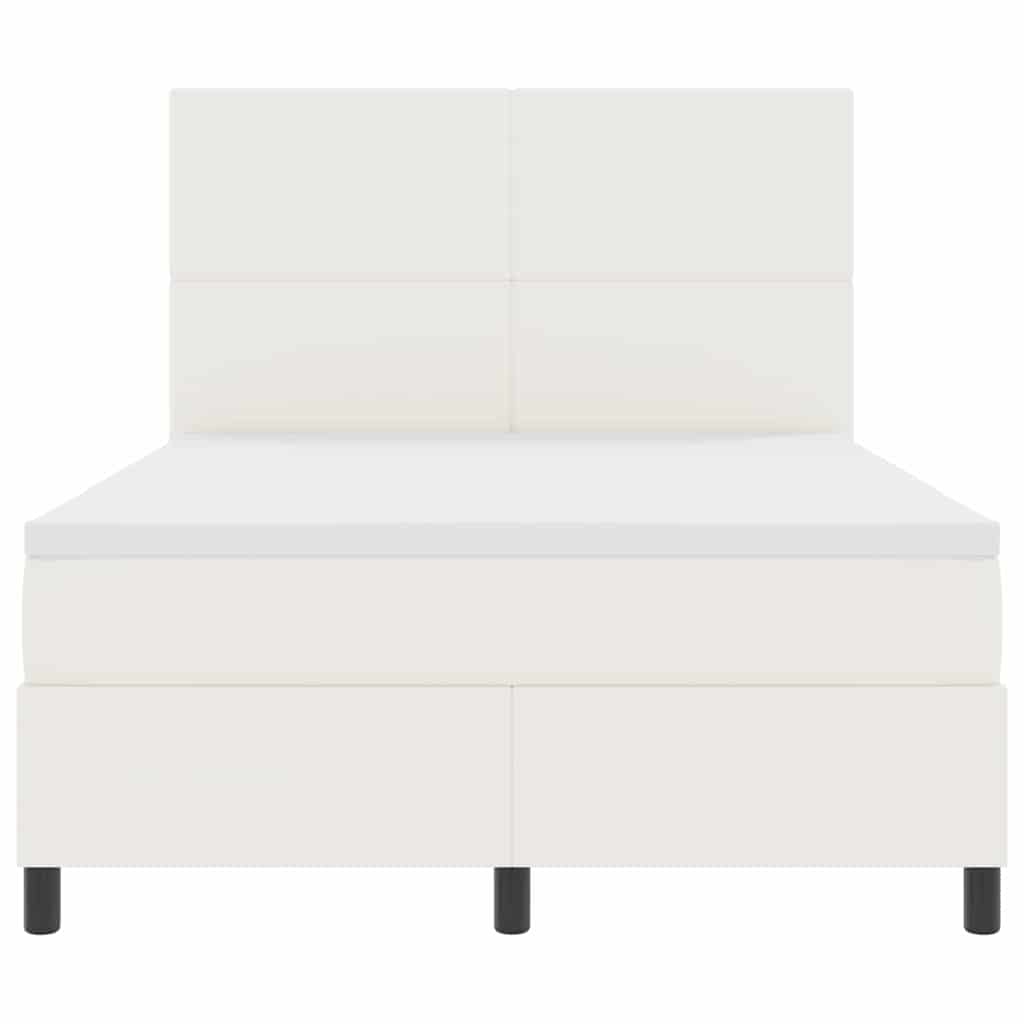 LED Box Spring Bed Crème en Wit 160 x 200 cm Katoen Stof