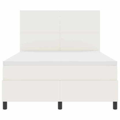 LED Box Spring Bed Crème en Wit 160 x 200 cm Katoen Stof