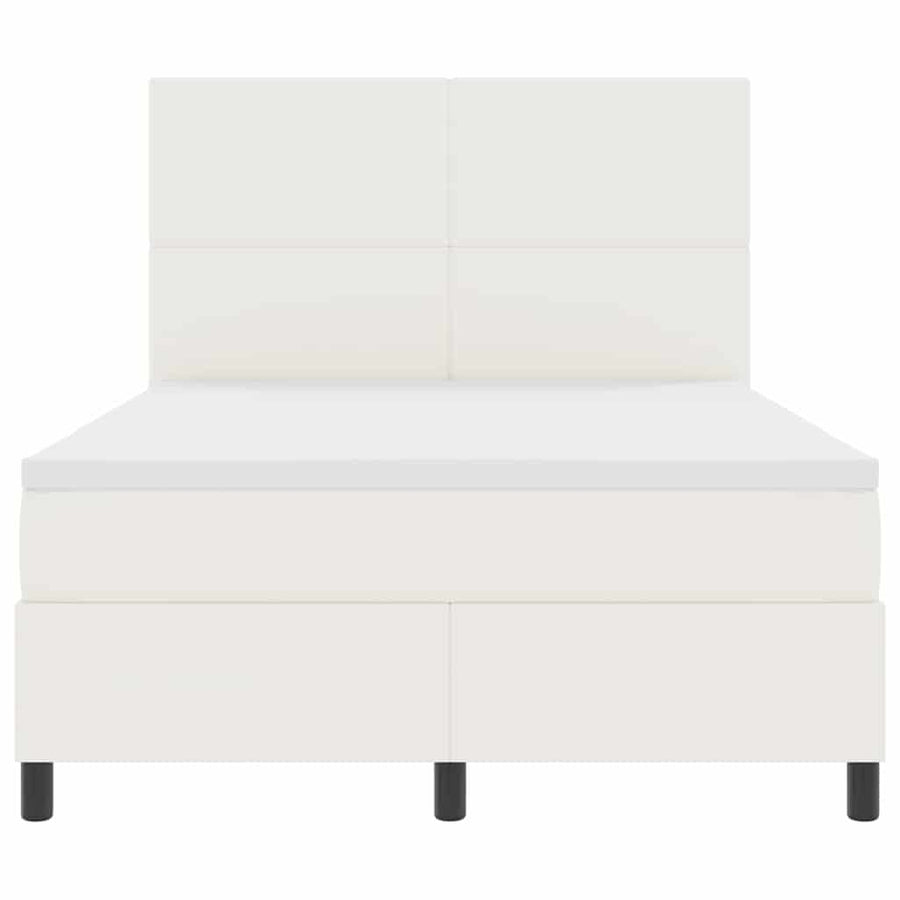 LED Box Spring Bed Crème en Wit 160 x 200 cm Katoen Stof