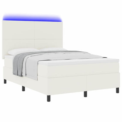 LED Box Spring Bed Crème en Wit 160 x 200 cm Katoen Stof