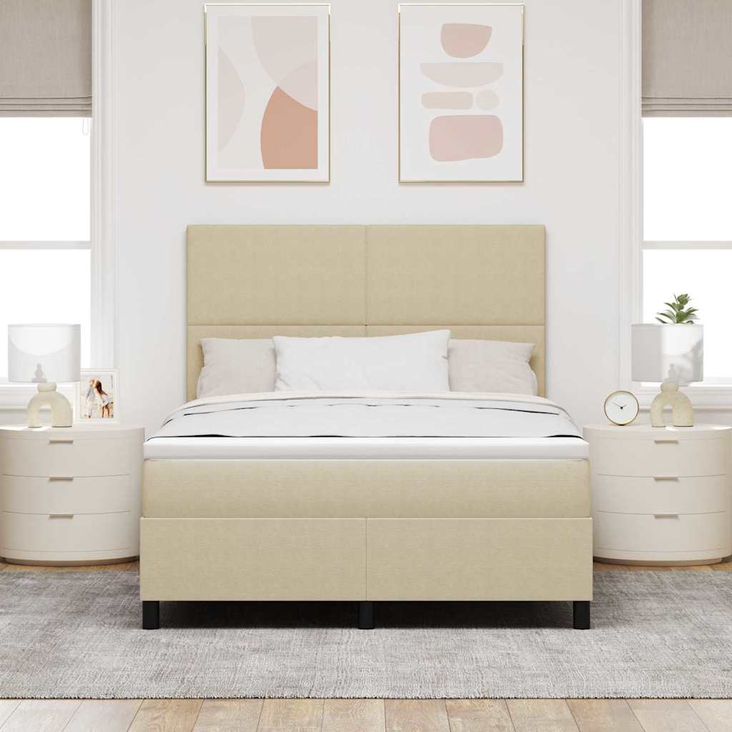 LED Box Spring Bed Lichtgrijs en wit. 160 x 200 cm Katoen Stof