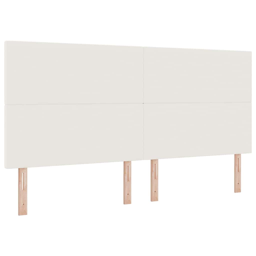Boxspring Bed En Wit 203 X 200 X 128 Cm Katoenen Stof 200 x 200 cm Crème Hoog hoofdeinde