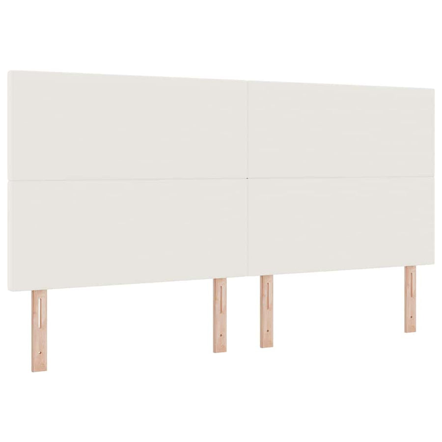 Boxspring Bed En Wit 203 X 200 X 128 Cm Katoenen Stof 200 x 200 cm Crème Hoog hoofdeinde