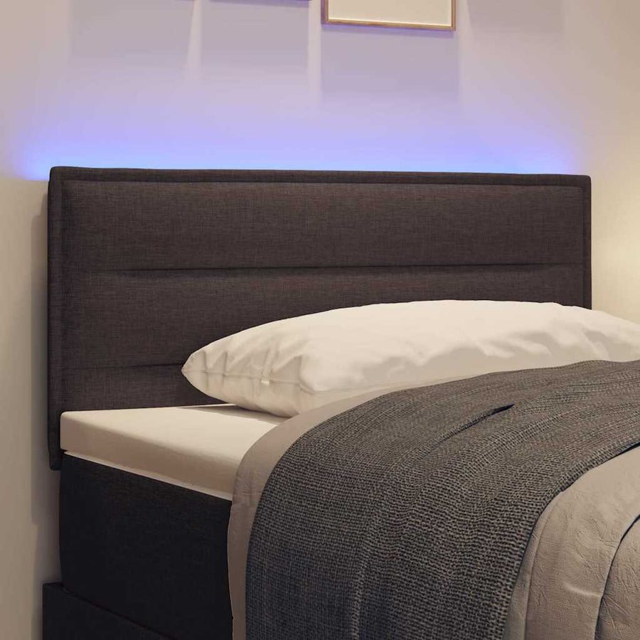 LED Hoofdbord met LED-stripverlichting Donkerbruin 100 cm Stof