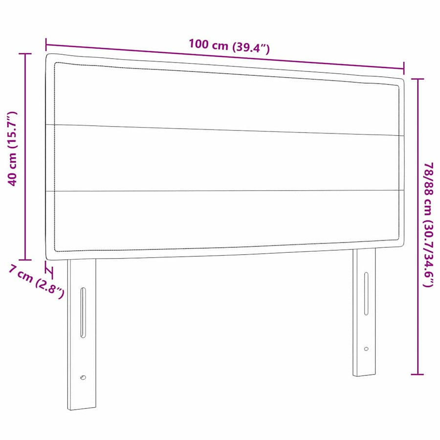 LED Hoofdbord met LED-stripverlichting Donkerbruin 100 cm Stof
