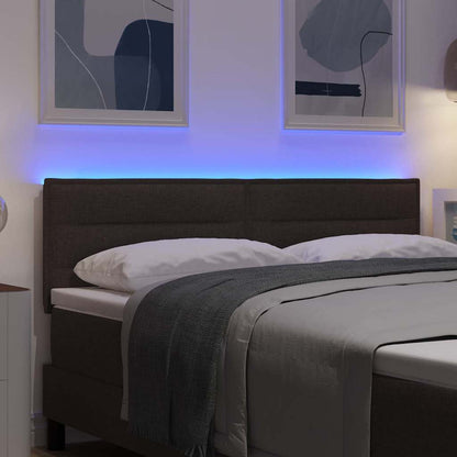 LED Hoofdbord met LED-stripverlichting Donkerbruin 144 cm Stof