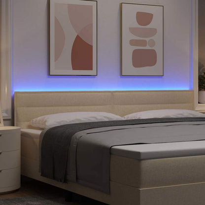 LED Hoofdbord met LED-stripverlichting Crème 200 cm Stof