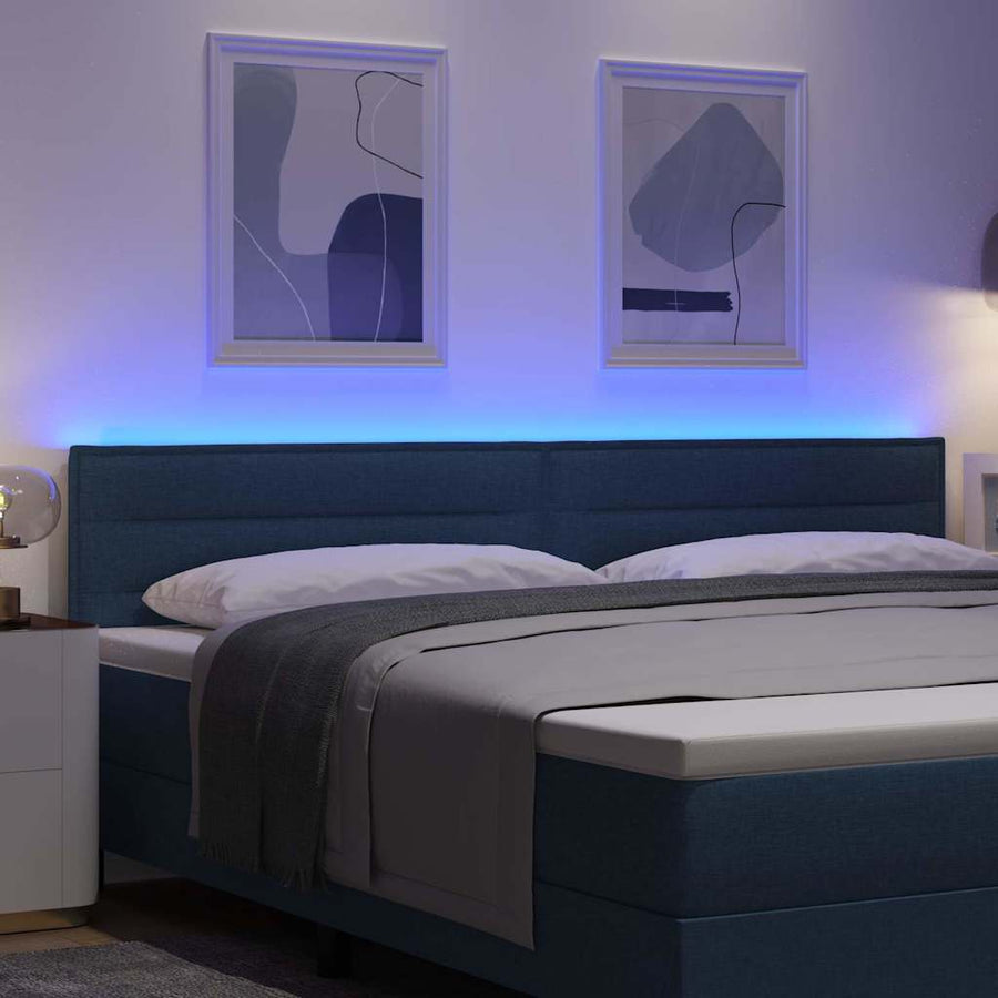 LED Hoofdbord met LED-stripverlichting Blauw 200 cm Stof