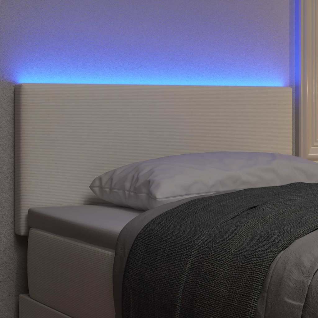 LED Hoofdbord met LED-stripverlichting Crème 80 cm Katoen Stof