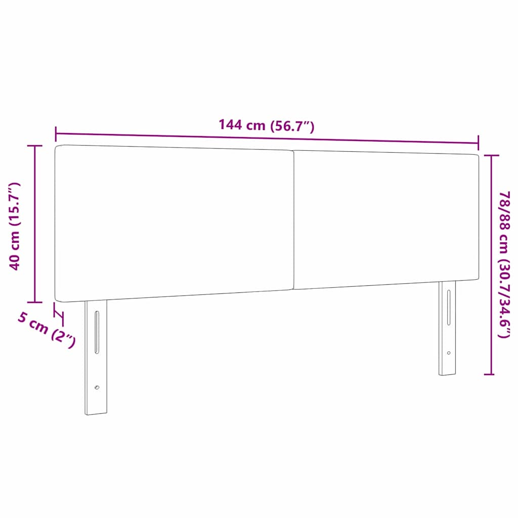LED Hoofdbord met LED-stripverlichting Crème 144 cm Katoen Stof