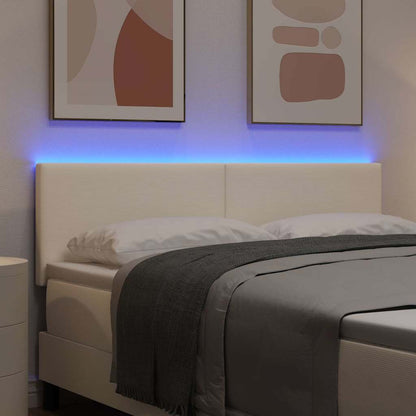 LED Hoofdbord met LED-stripverlichting Crème 160 cm Katoen Stof