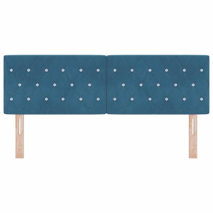LED Hoofdbord met hoofdeinde Donkerblauw 160 cm Fluweel