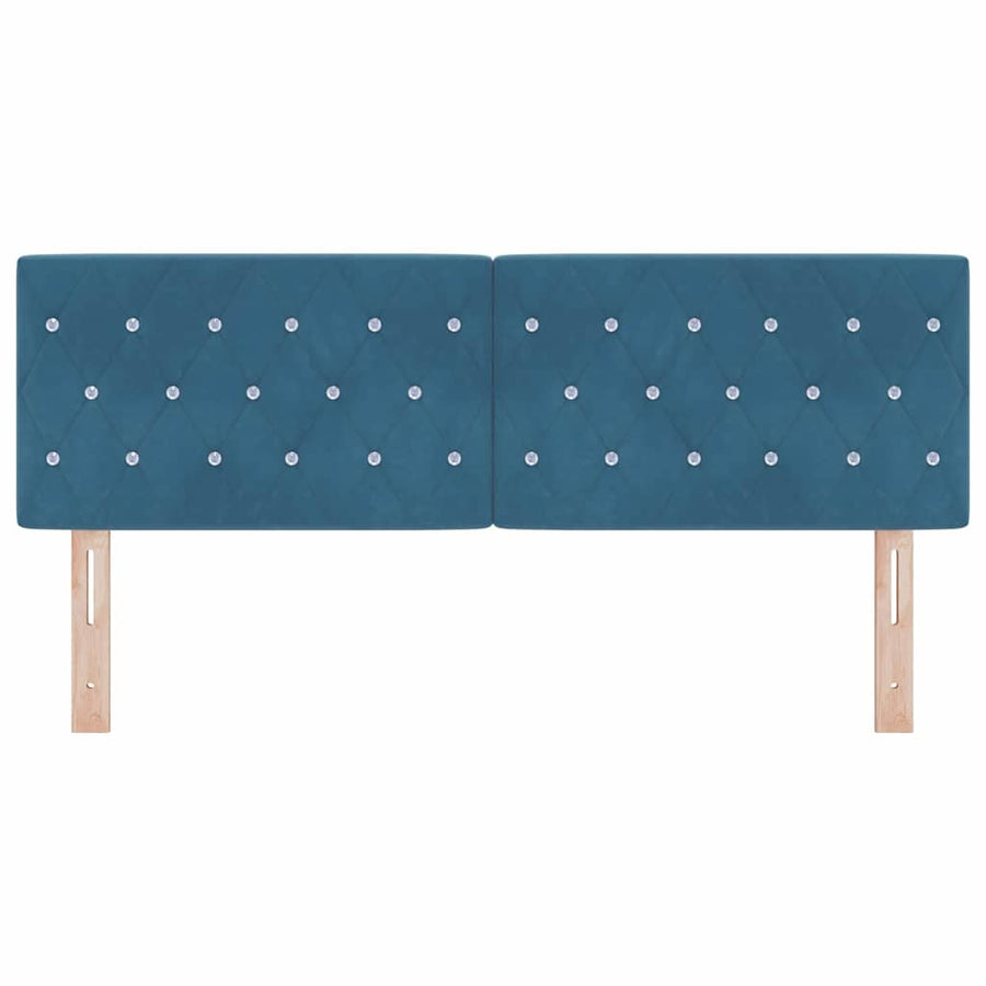 LED Hoofdbord met hoofdeinde Donkerblauw 160 cm Fluweel