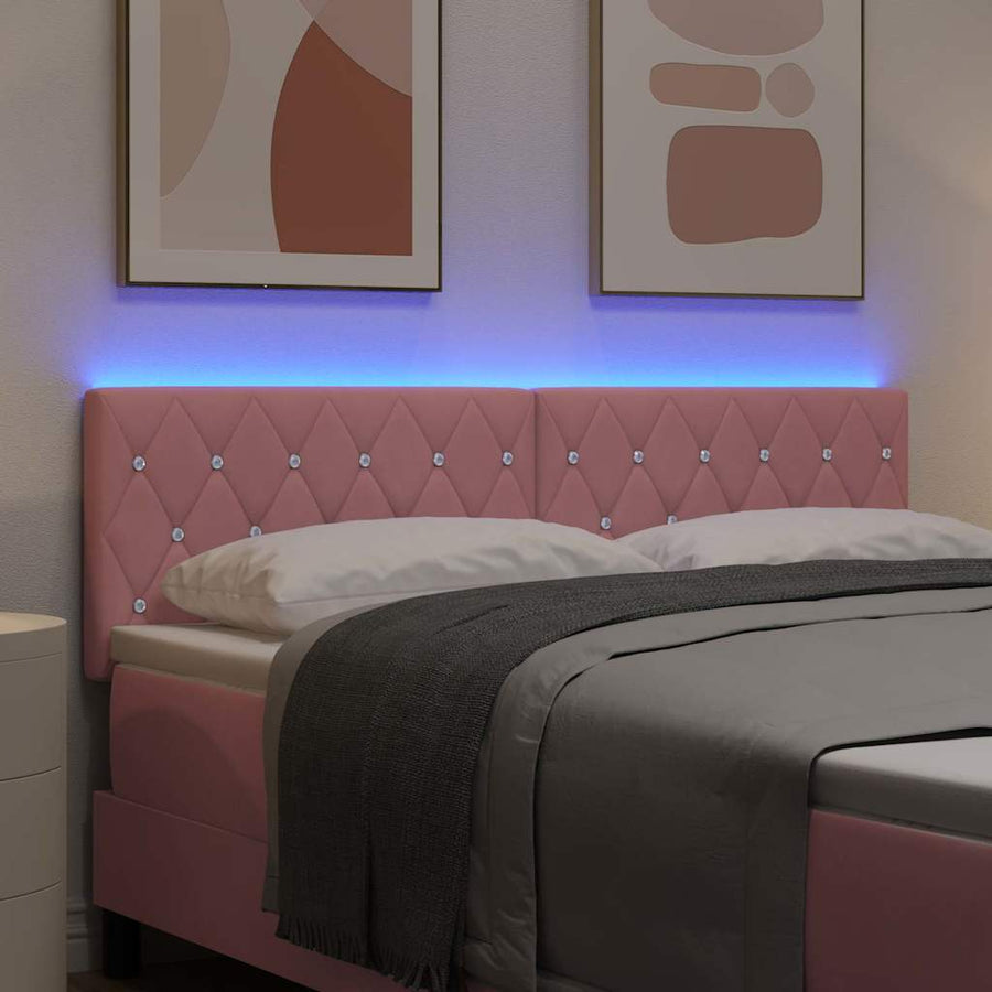 LED Hoofdbord met LED-stripverlichting Roze 160 cm Fluweel