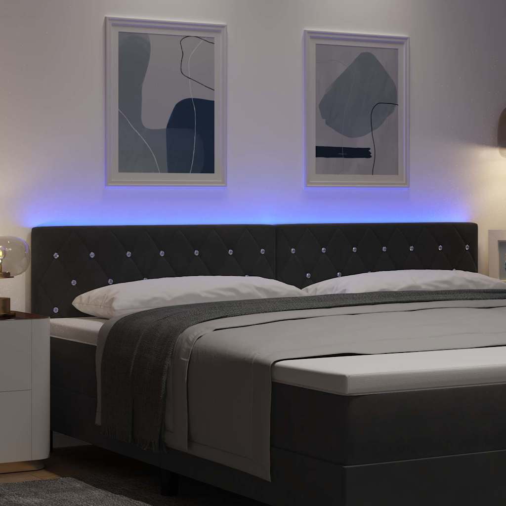 LED Hoofdbord met LED-stripverlichting Zwart 200 cm Fluweel