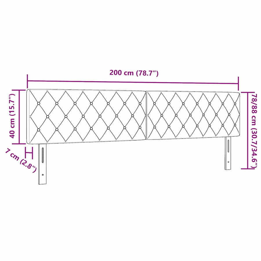 LED Hoofdbord met LED-stripverlichting Zwart 200 cm Fluweel