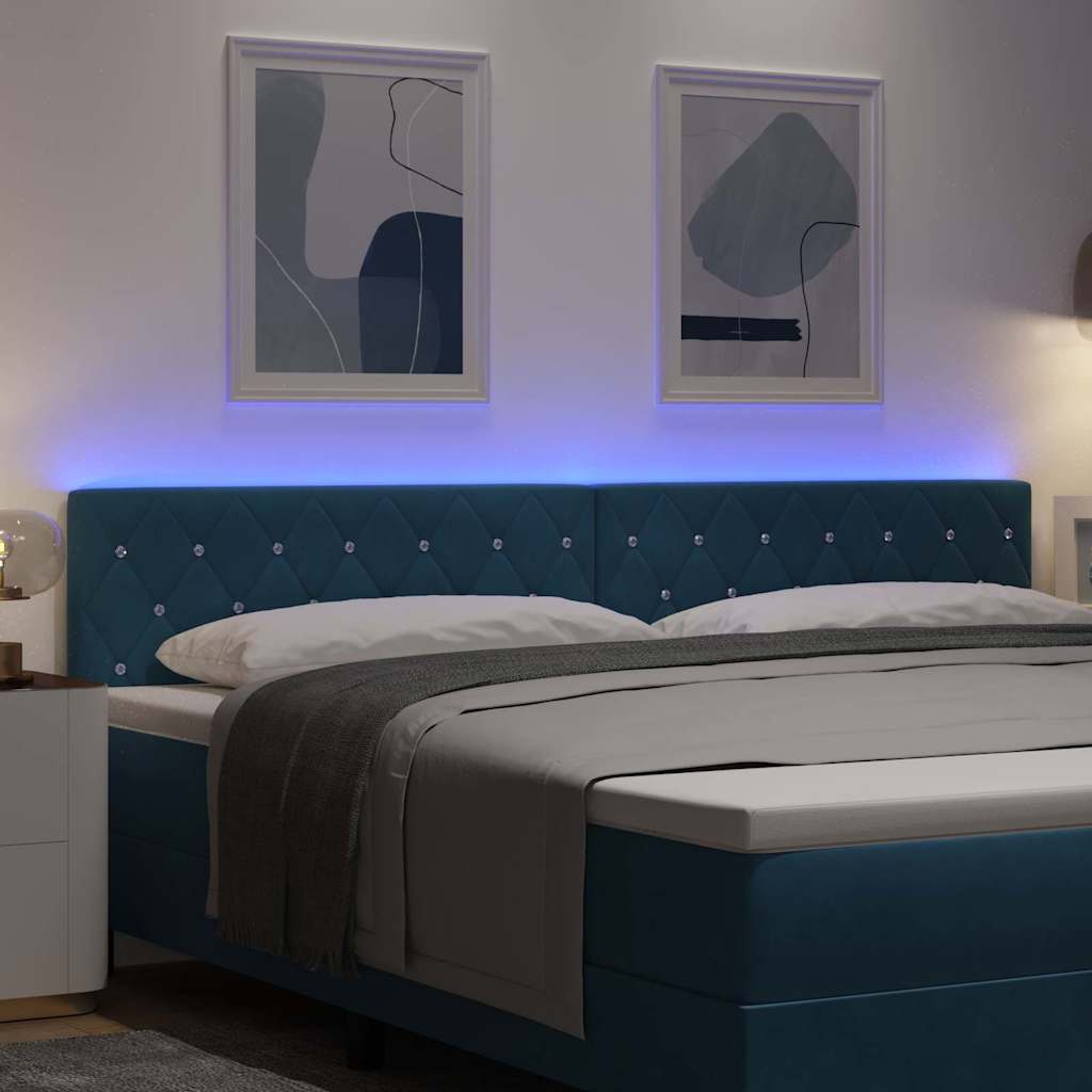 LED Hoofdbord met hoofdeinde Donkerblauw 200 cm Fluweel