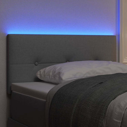 LED Hoofdbord met LED-stripverlichting Lichtgrijs 80 cm Stof