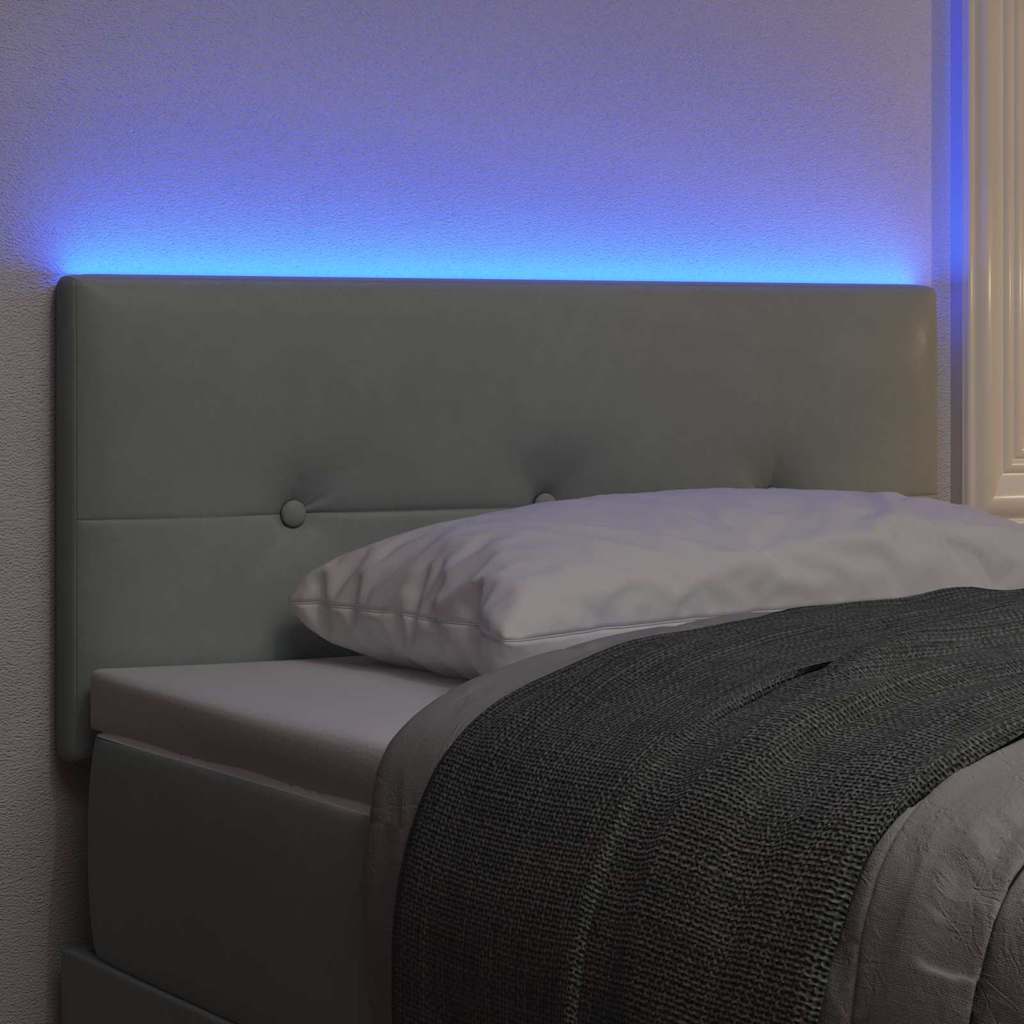 LED Hoofdbord met LED-stripverlichting Lichtgrijs 80 cm Fluweel