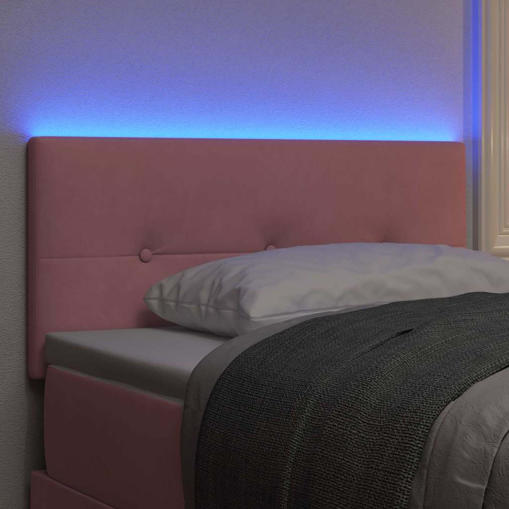 LED Hoofdbord met LED-stripverlichting Roze 90 cm Fluweel
