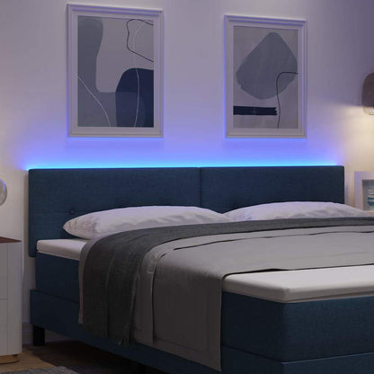 LED Hoofdbord met LED-stripverlichting Blauw 180 cm Stof