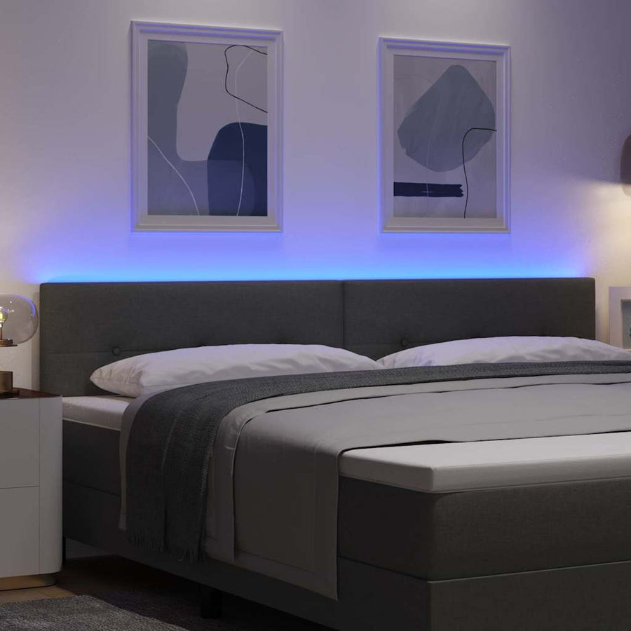 LED Hoofdbord met LED-stripverlichting Donkergrijs 200 cm Stof